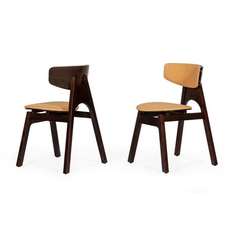 Set of Two Beige Faux Leather Modern Dining Chairs By Homeroots