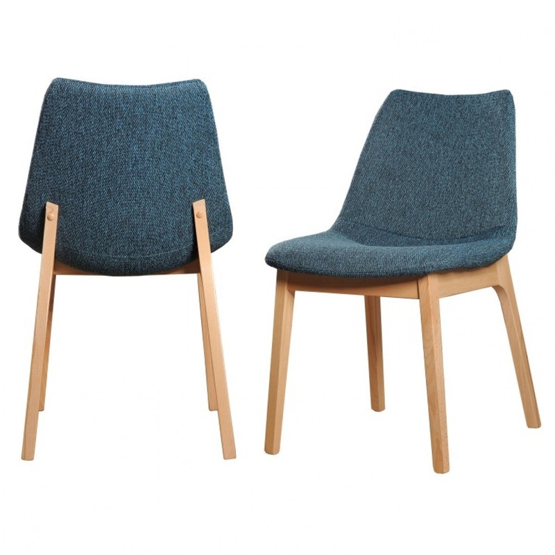 Set of Two Blue Fabric Dining Chairs By Homeroots