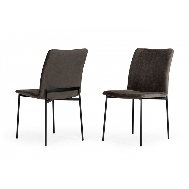 Set of Two Brown Black Dining Chairs By Homeroots