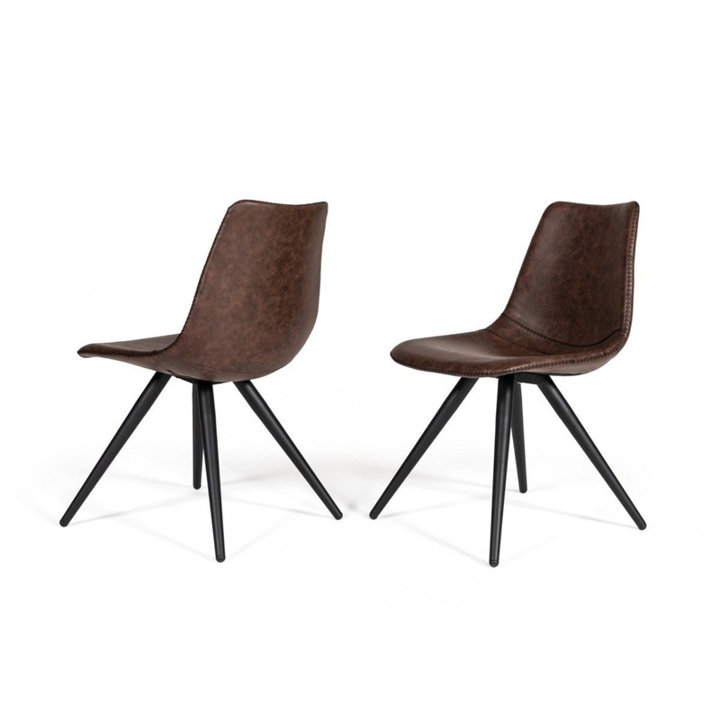 Set of Two Brown Modern Dining Chairs By Homeroots
