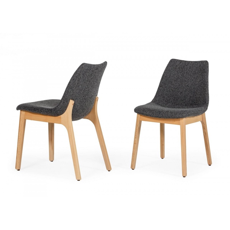 Set of Two Dark Gray Fabric Dining Chairs By Homeroots