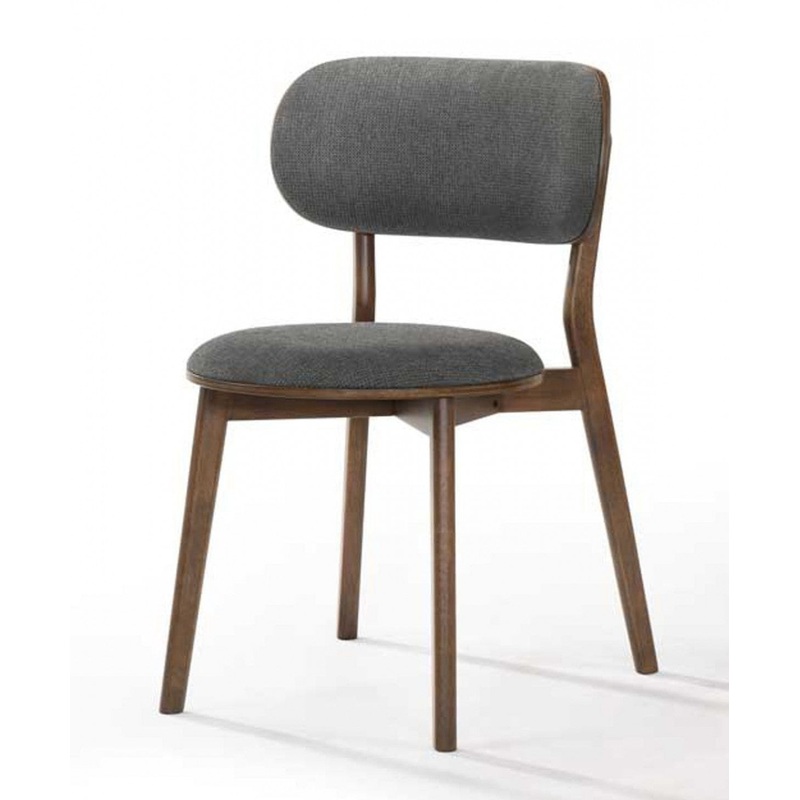 Set of Two Dark Gray Walnut Modern Dining Chairs By Homeroots