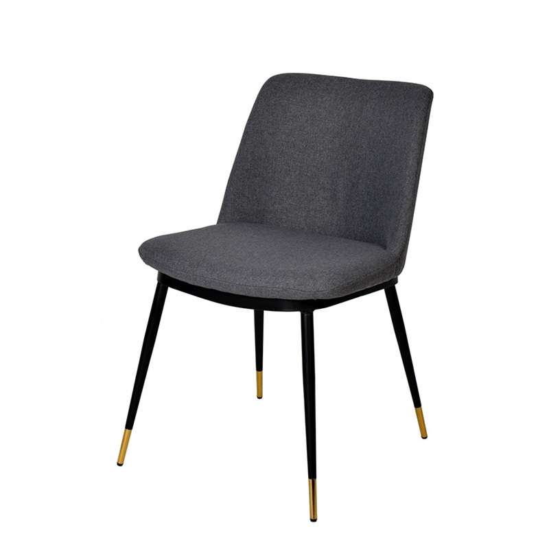 Set of Two Gray Black Dining Chairs By Homeroots