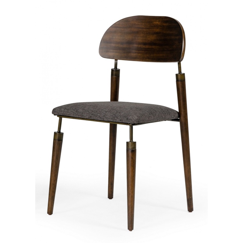 Set of Two Gray Brown Mid Century Dining Chairs By Homeroots