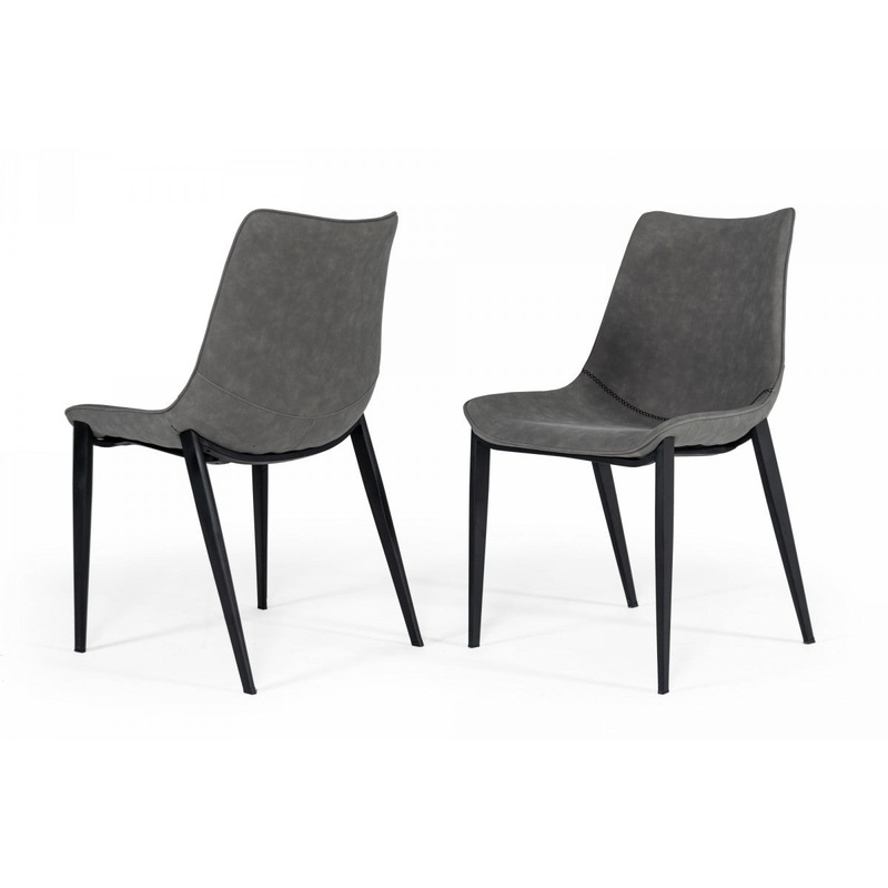 Set of Two Gray Faux Leather Dining Chairs By Homeroots - 472213