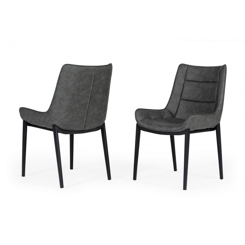 Set of Two Gray Faux Leather Dining Chairs By Homeroots - 472263