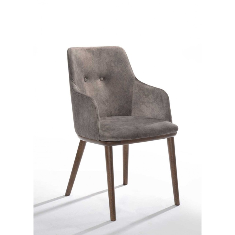 Set of Two Gray Walnut Modern Dining Chairs By Homeroots