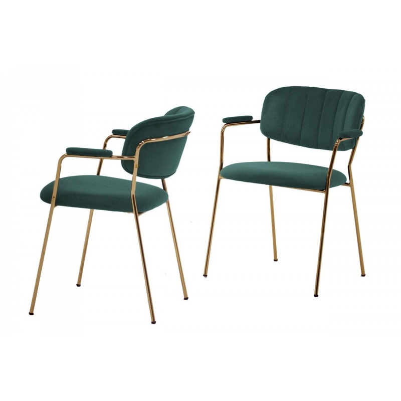Set of Two Green Modern Dining Chairs By Homeroots