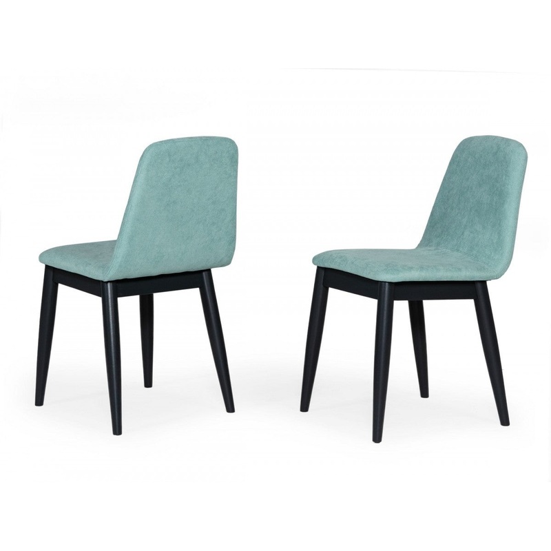 Set of Two Mint Fabric Dining Chairs By Homeroots