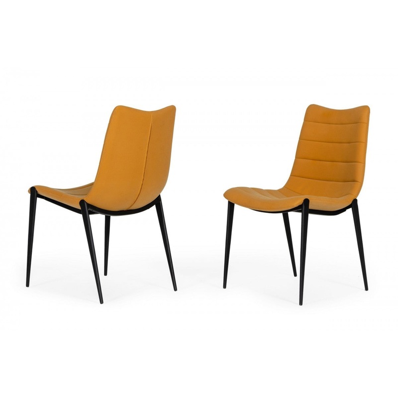 Set of Two Tan Faux Leather Industrial Dining Chairs By Homeroots
