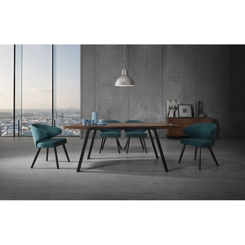 Set of Two Teal Black Modern Dining Chairs By Homeroots