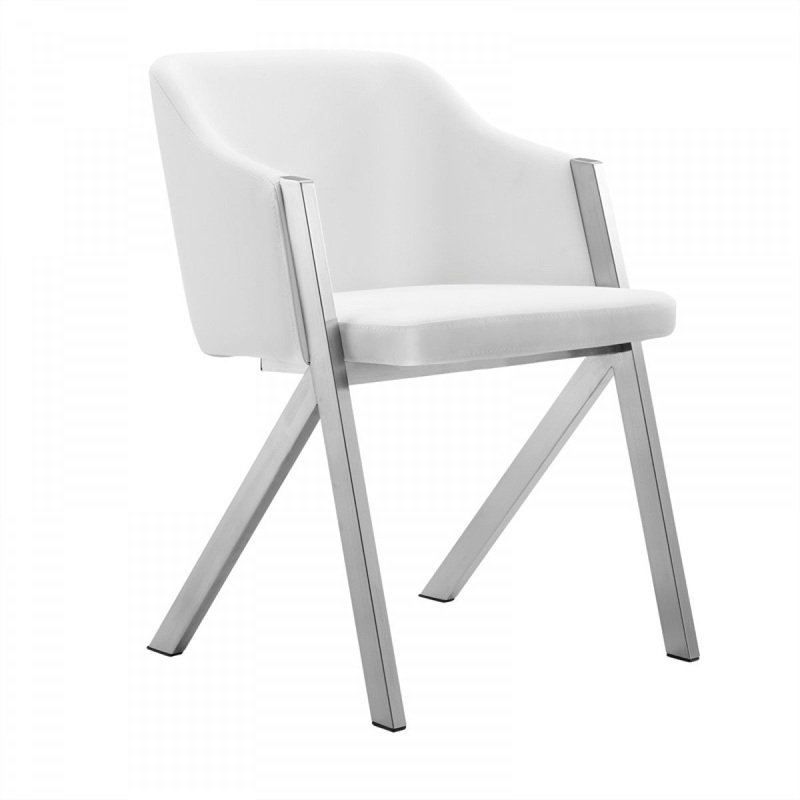 Set of Two White Faux Leather Modern Dining Chairs By Homeroots - 472150