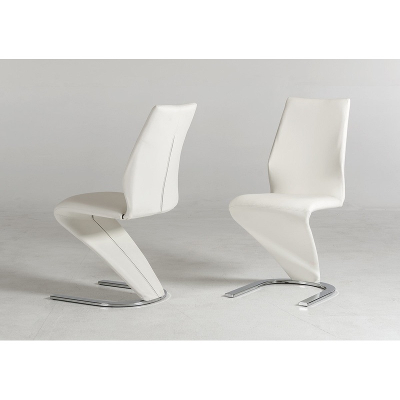 Set of Two White Faux Leather Modern Dining Chairs By Homeroots - 472191