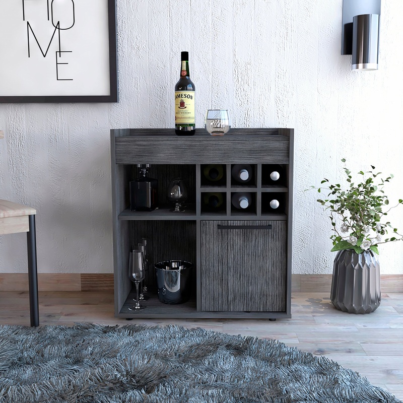 Smokey Oak Bar Cabinet with One Door Panel By Homeroots