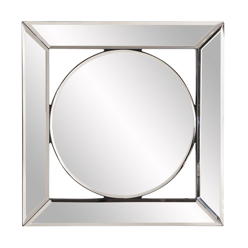 Square Mirror with Center Round Mirror By Homeroots