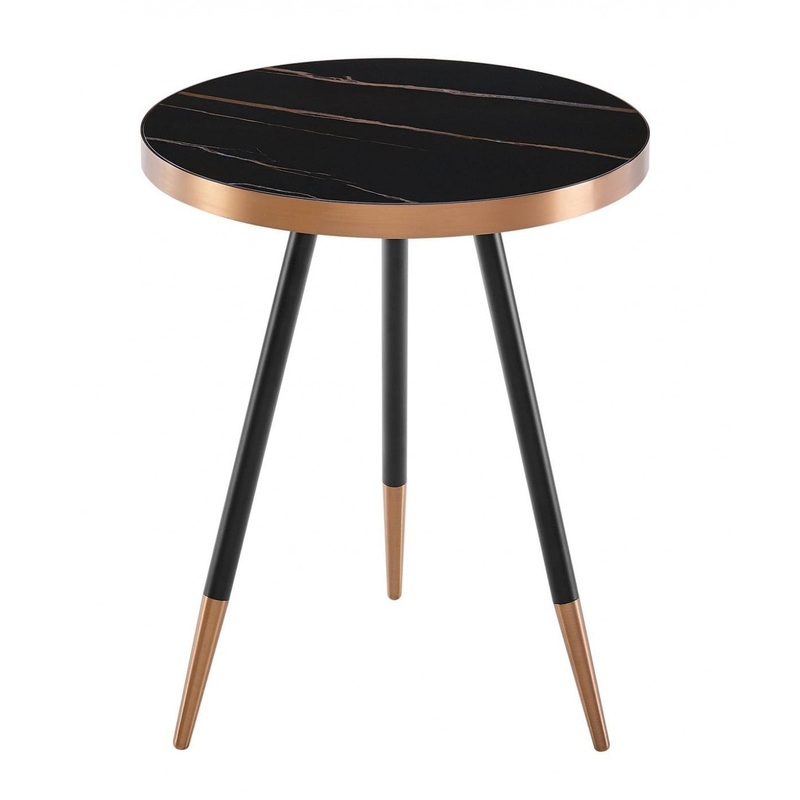 Stylish Black Ceramic and Rose Gold Side or End Table By Homeroots