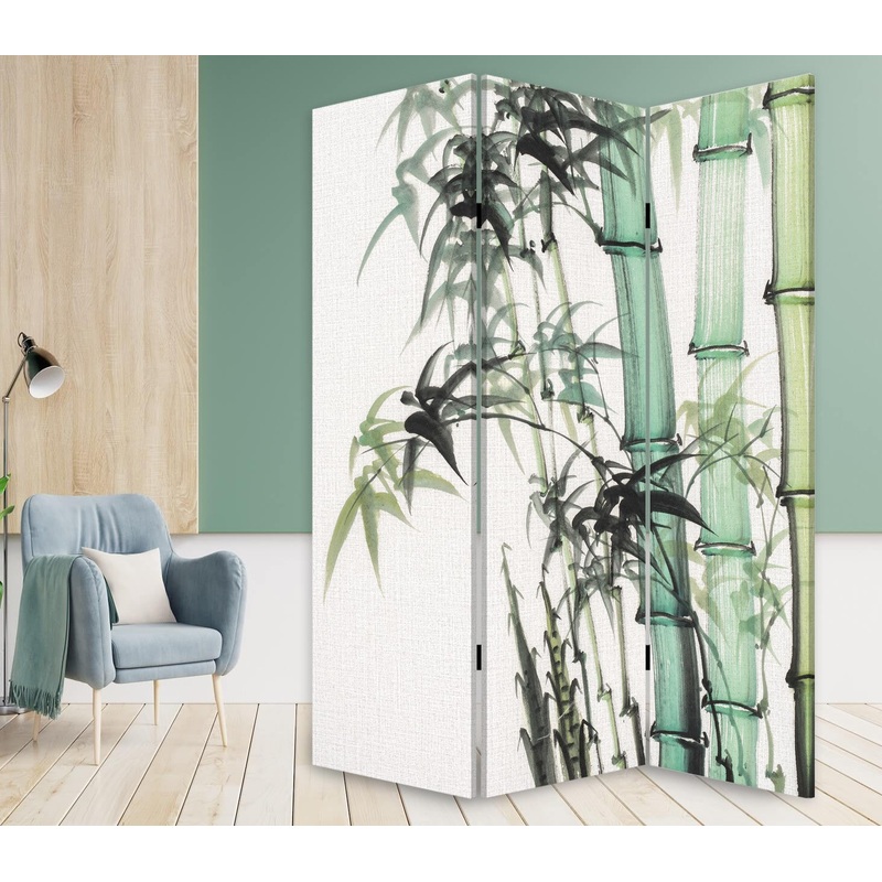 Three Panel Reversible Bamboo Art Room Divider Screen By Homeroots