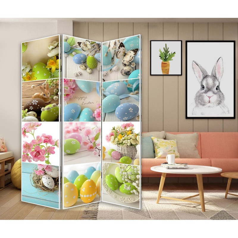 Three Panel Reversible Easter Spring Art Room Divider Screen By Homeroots