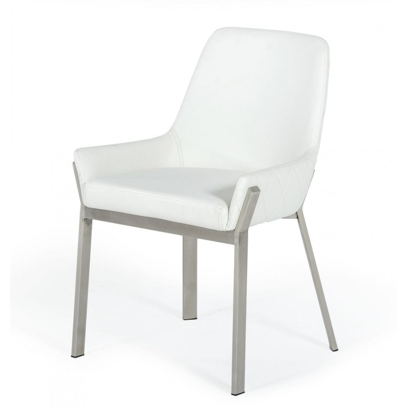 White Brushed Stainless Steel Dining Chair By Homeroots