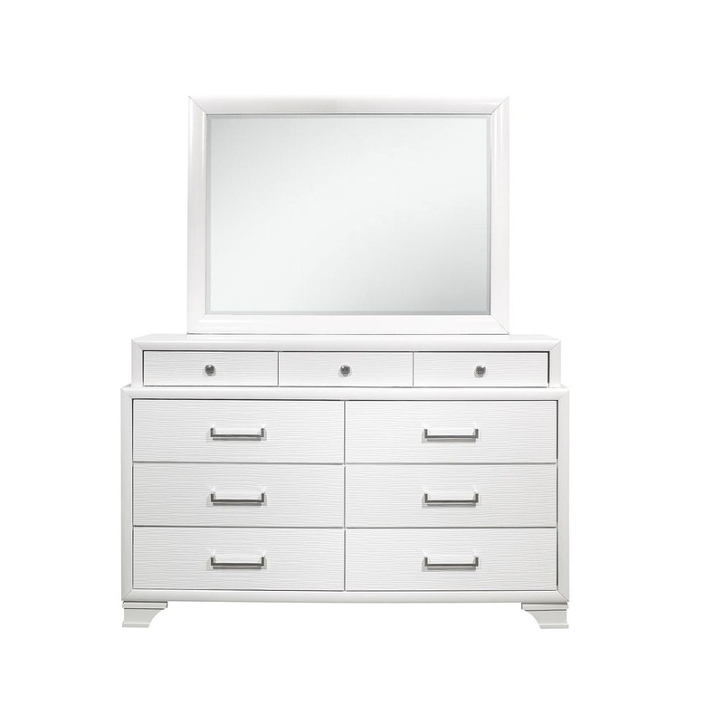 White Mirror with Rectangular Wood Trim By Homeroots