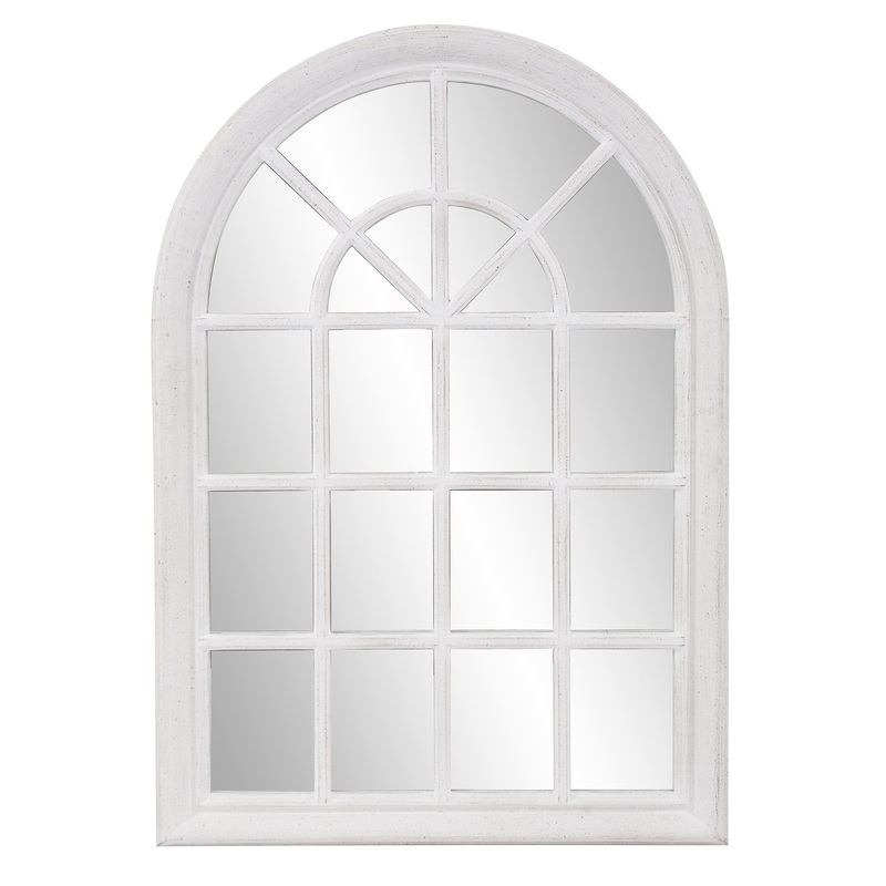 White Washed Mirror with Arched Panel Window Design By Homeroots