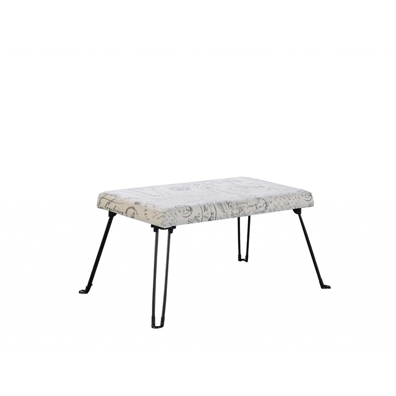 31" Black and White Postcard Microfiber Folding Bench By Homeroots
