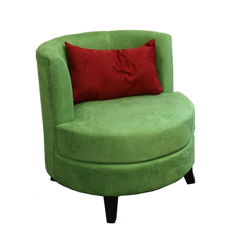 31" Green Microfiber Retro Round Accent Chair with Contrast Pillow By Homeroots