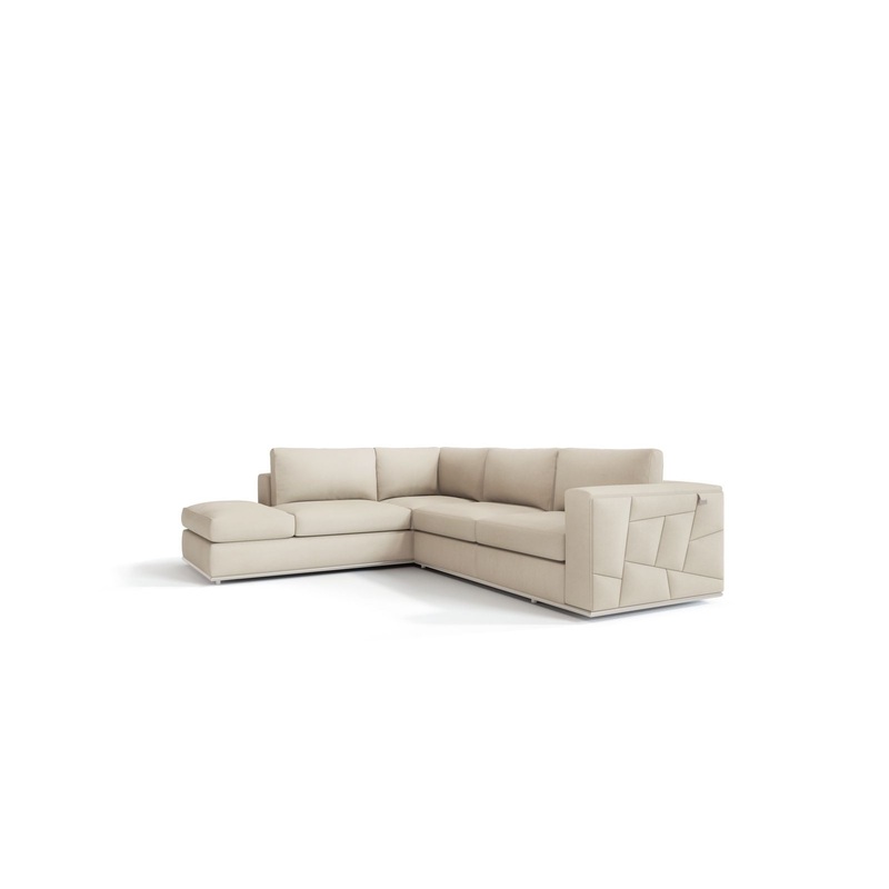 Beige Italian Leather Reclining L Shaped Two Piece Corner Sectional By Homeroots