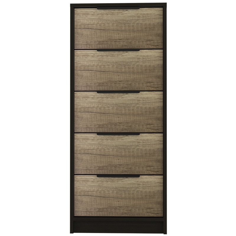 Black And Light Oak Manufactured Wood Five Drawer Chest By Homeroots