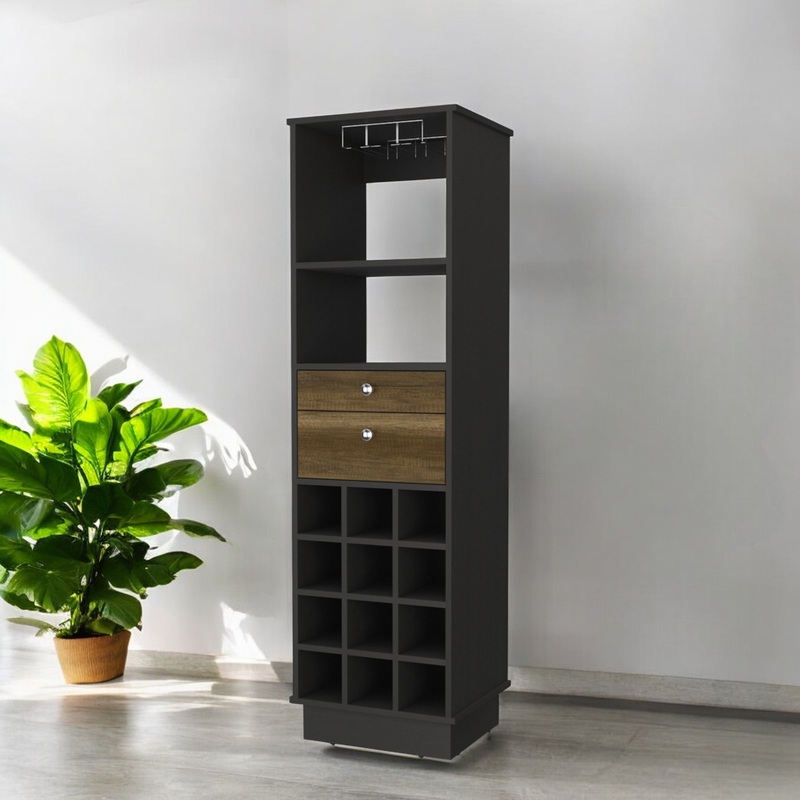 Black Bar Cabinet With Two Drawers By Homeroots