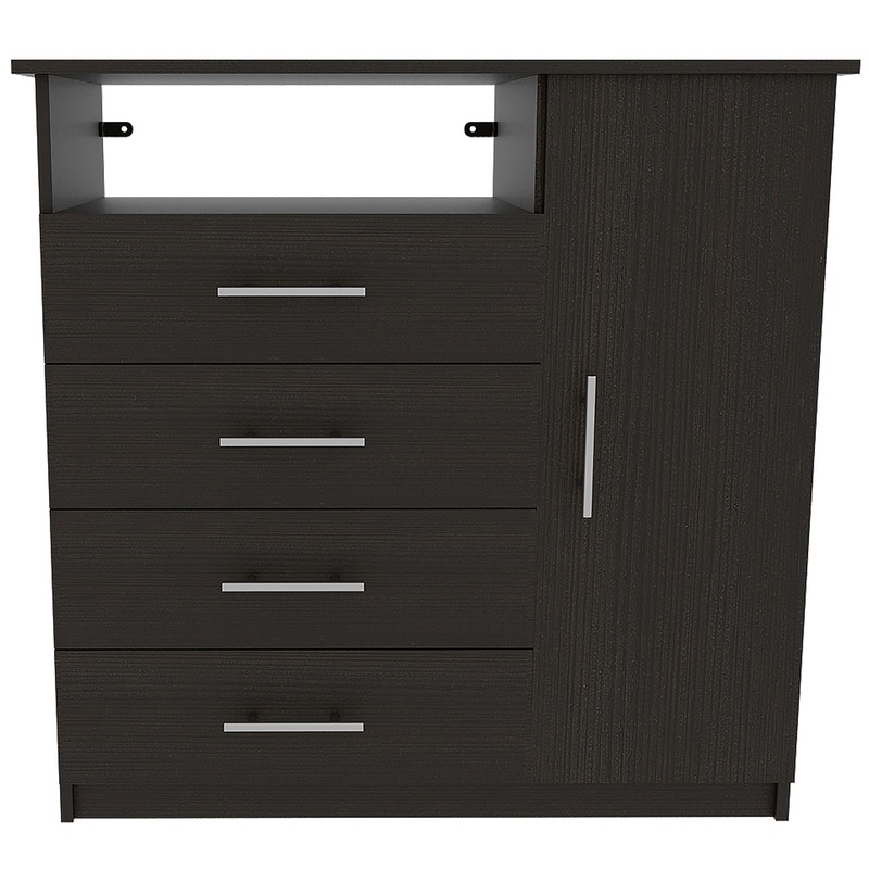 Black Manufactured Wood Four Drawer Combo Dresser By Homeroots