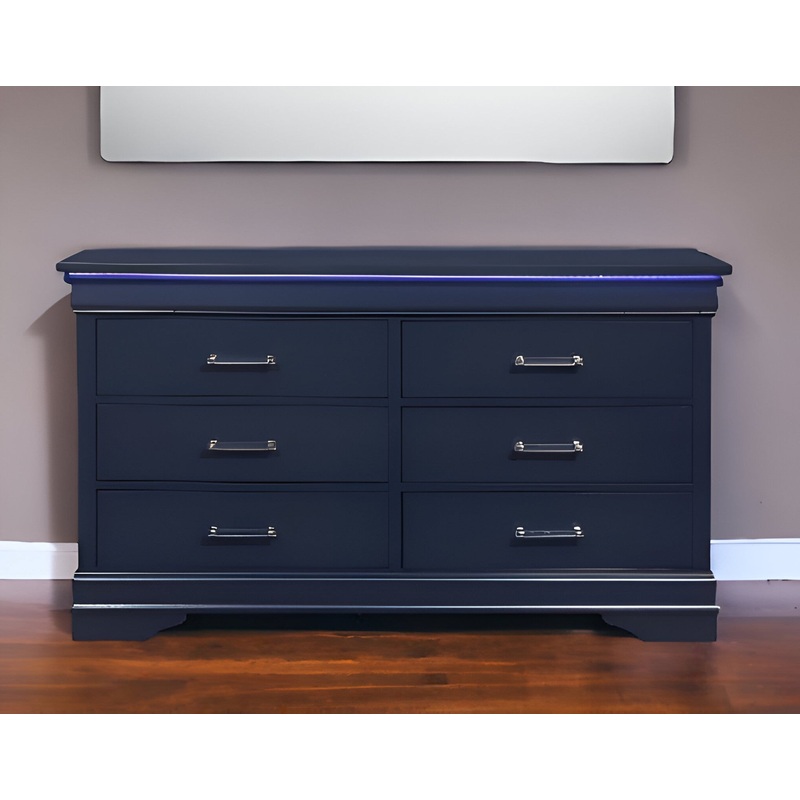 Blue Solid Wood Six Drawer Double Dresser By Homeroots