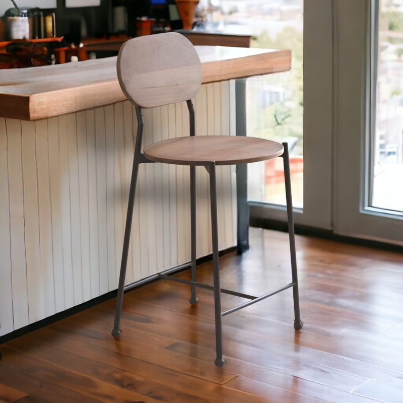 Brown And Black Iron Low Back Bar Height Bar Chair By Homeroots