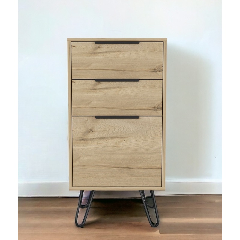 Brown and Black Three Drawer Standard Chest By Homeroots