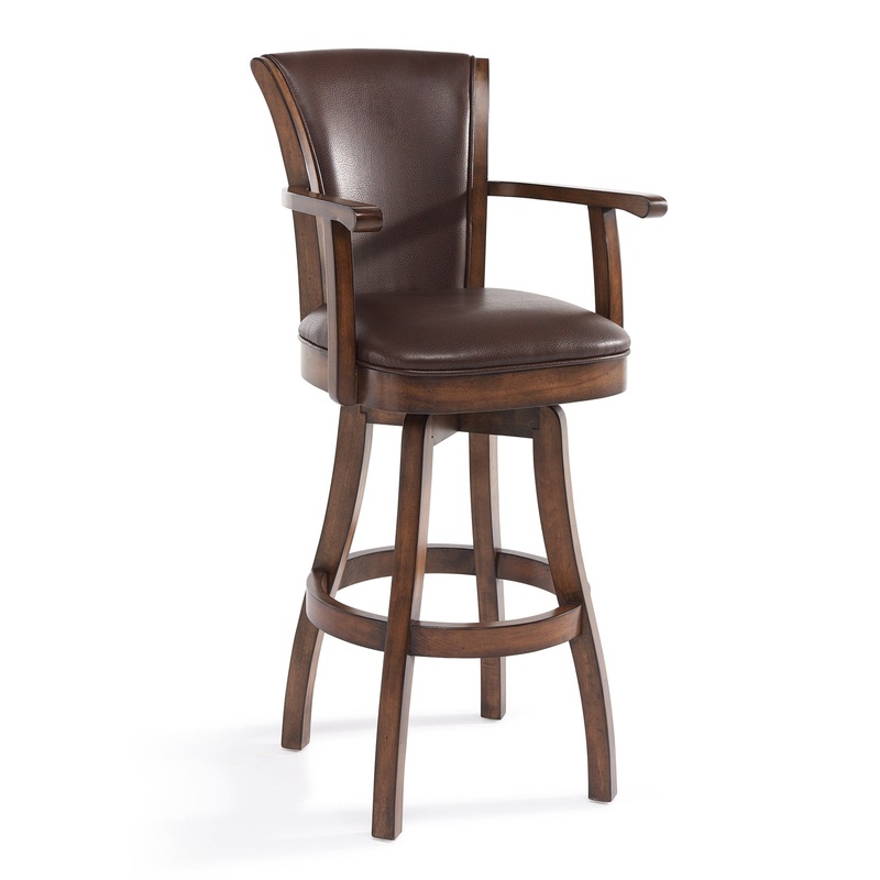 Brown And Chestnut Faux Leather And Solid Wood Swivel Counter Height Bar Chair By Homeroots