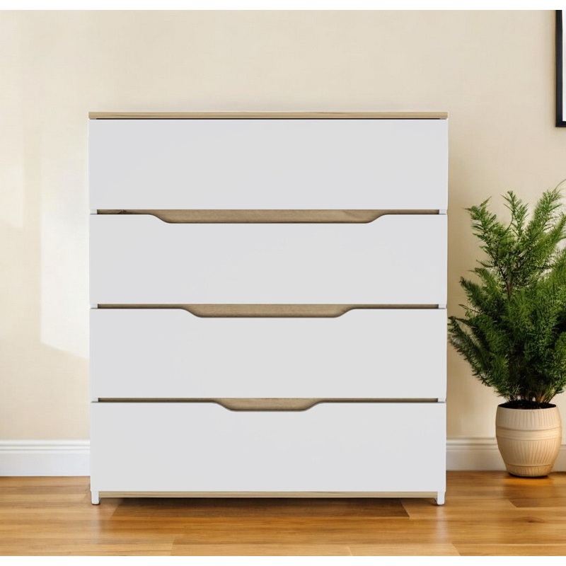 Brown and White Four Drawer Standard Chest By Homeroots