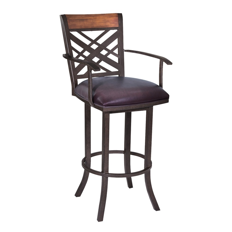 Brown Faux Leather And Iron Counter Height Bar Chair By Homeroots