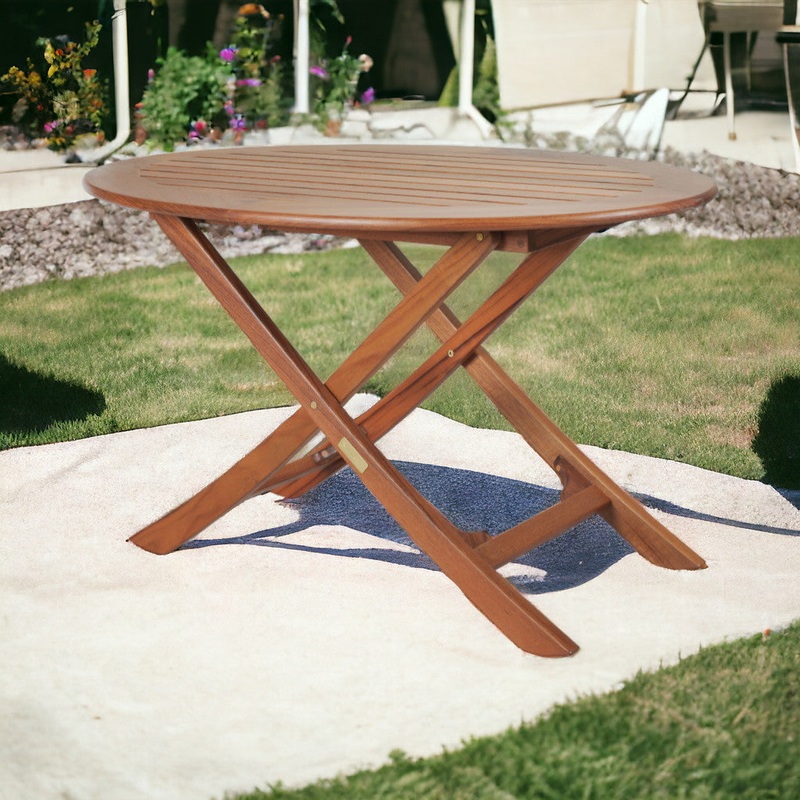 Brown Oval Solid Wood Folding Outdoor Side Table By Homeroots