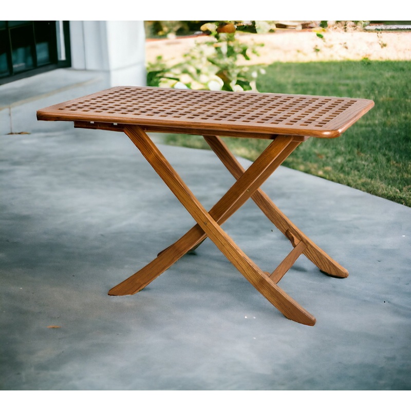Brown Solid Wood Folding Outdoor Side Table By Homeroots