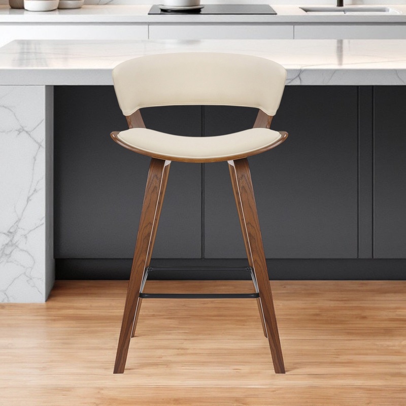 Cream And Brown Iron Low Back Counter Height Bar Chair By Homeroots