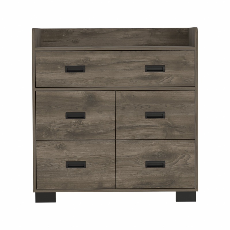 Dark Brown Manufactured Wood Five Drawer Dresser By Homeroots