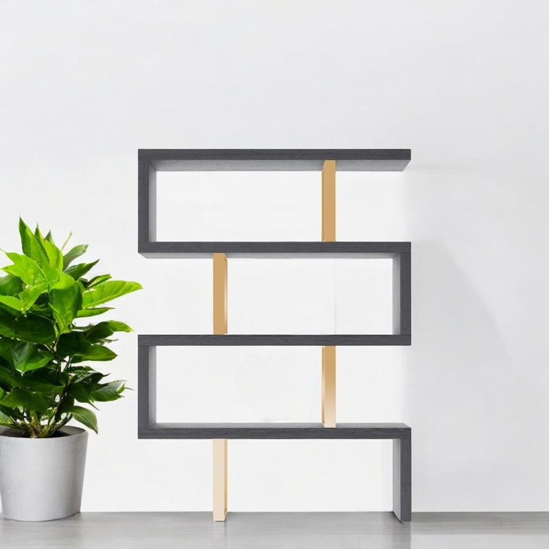 Gold And Gray Four Tier Bookcase By Homeroots