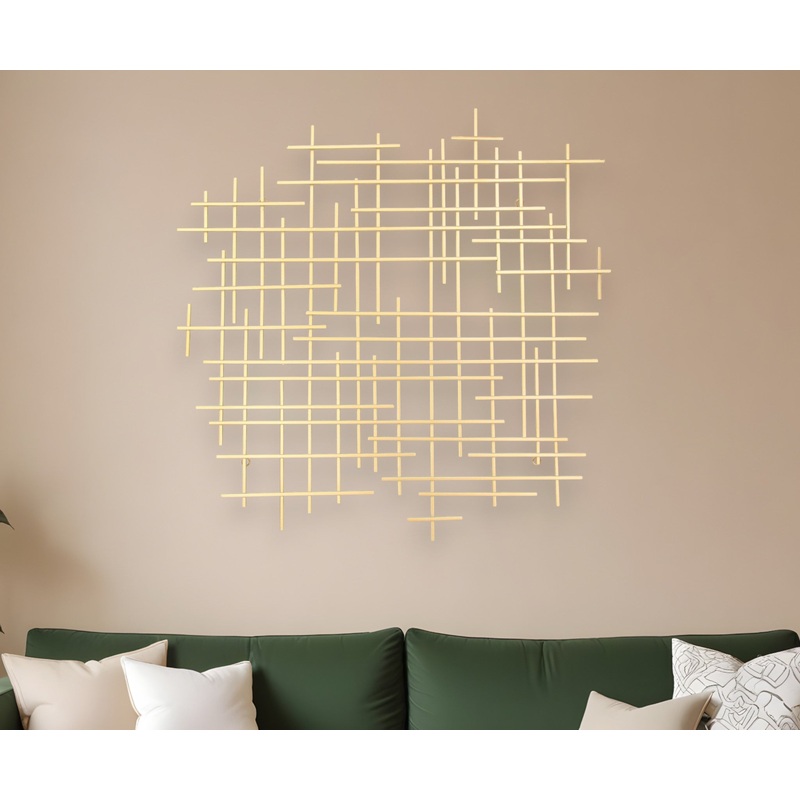 Gold Metal Abstract Lines Hanging Dimensional Sculpture By Homeroots