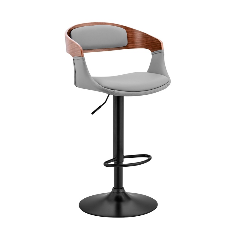 Gray And Black Iron Swivel Low Back Adjustable Height Bar Chair By Homeroots