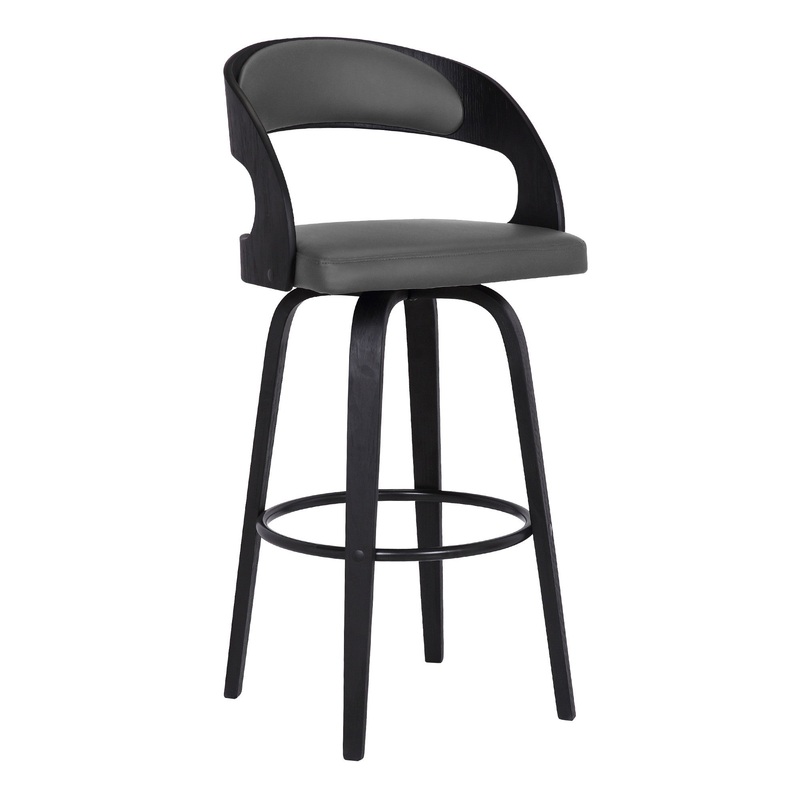 Gray And Black Iron Swivel Low Back Bar Height Bar Chair By Homeroots