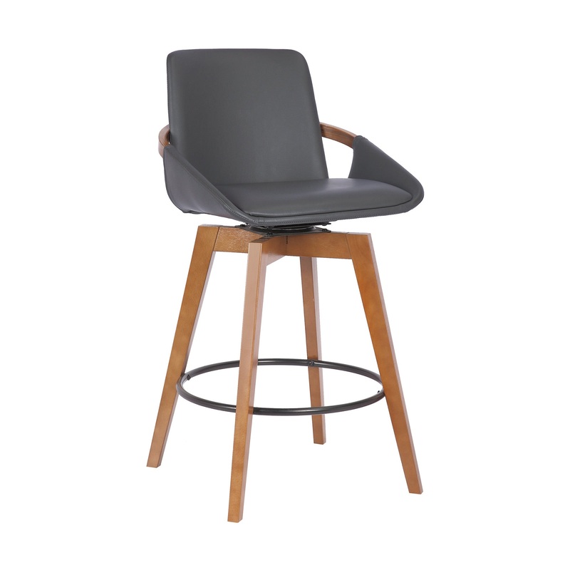 Gray And Brown Iron Swivel Counter Height Bar Chair By Homeroots