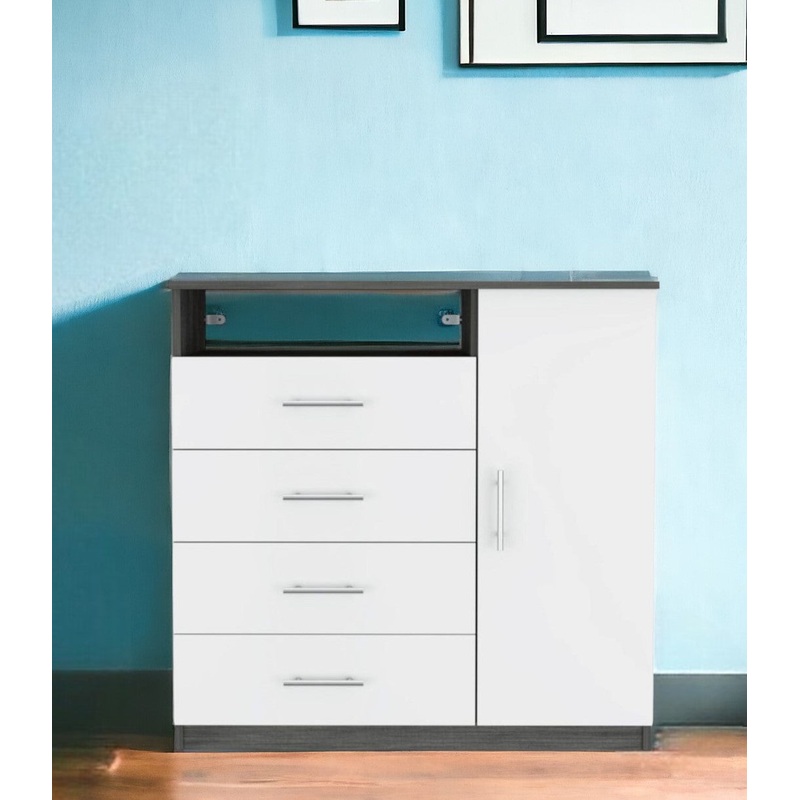 Gray and White Four Drawer Dresser By Homeroots