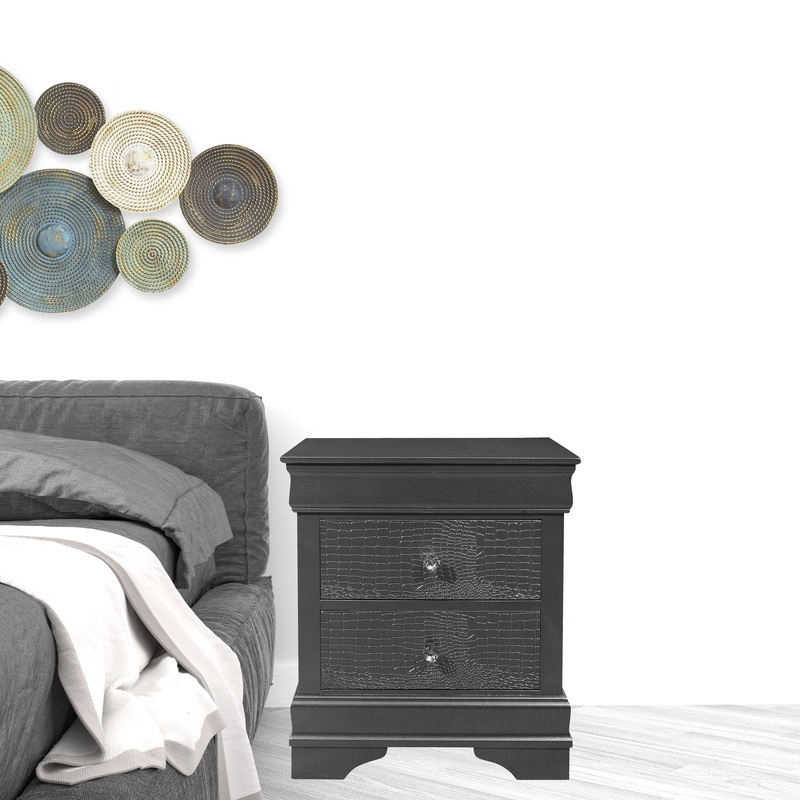 Gray Shagreen Two Drawer Solid Wood Nightstand By Homeroots