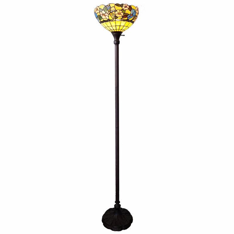 Green And Black Floor Lamp With Green Glass Bowl Shade By Homeroots