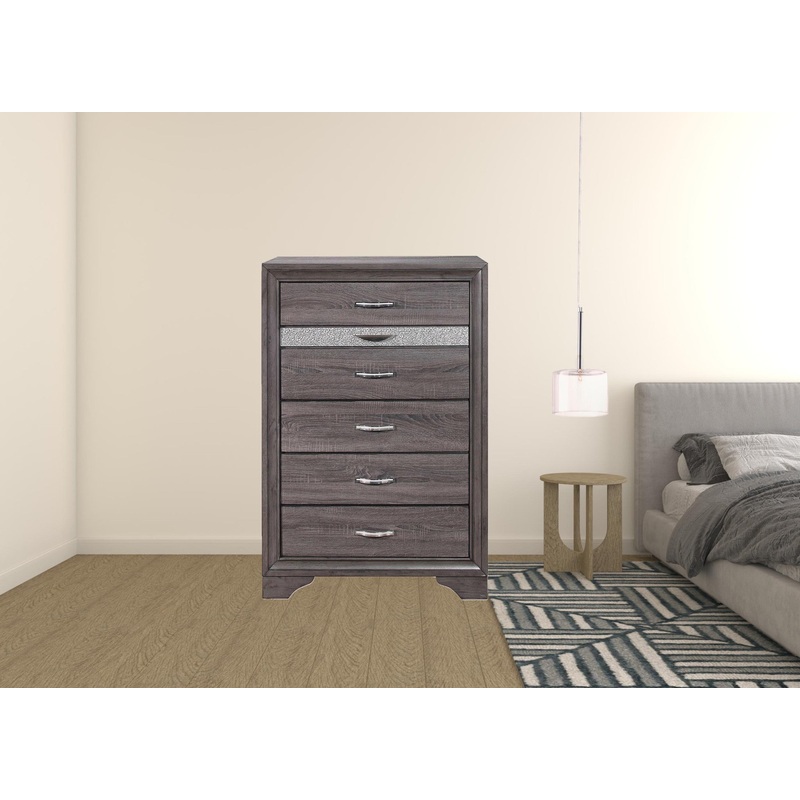 Grey Manufactured Wood Six Drawer Chest By Homeroots